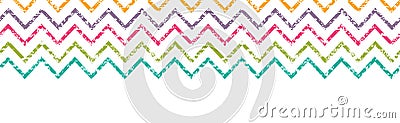 Colorful grunge chevron horizontal border seamless Vector Illustration