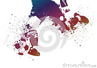 Colorful Grunge Football Vector Illustration