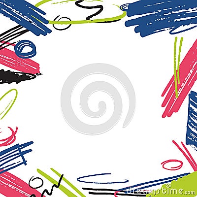 Colorful, grunge rainbow paintbrush in square frame vector illustration. Abstract paint frame splash concept. Vector Illustration