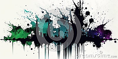 Colorful grunge splat abstract inkblot background. Paint splatter drip painting. Stock Photo