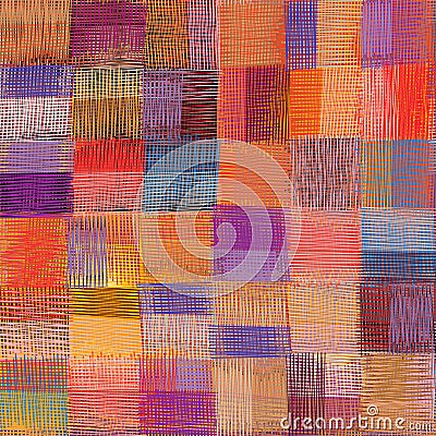 Colorful grunge striped ,checkered,quilted weave seamless pattern Vector Illustration