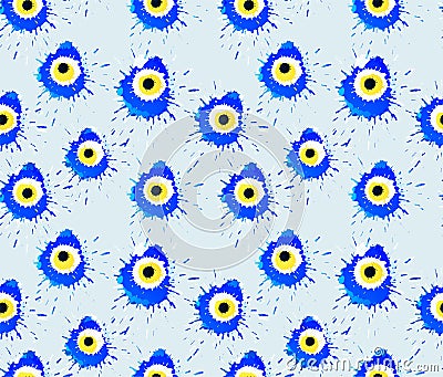 Colorful grunge Turkish Nazar Boncugu or Evil Eye amulets seamless pattern. Believed that it protects against evil eye Vector Illustration