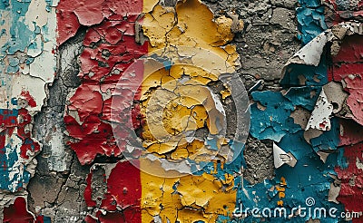 colorful grunge wall with cracks and scrathes, old dirty surface, creative background Stock Photo