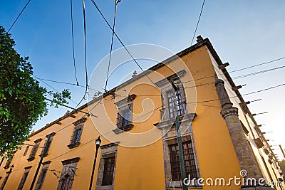 Colorful Guadalajara streets in historic city center near Central Cathedral Stock Photo