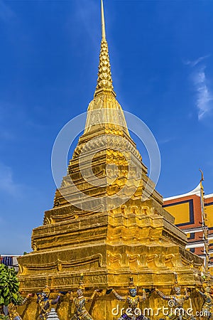 Colorful Guardians Gold Stupa Pagoda Grand Palace Bangkok Thailand Stock Photo