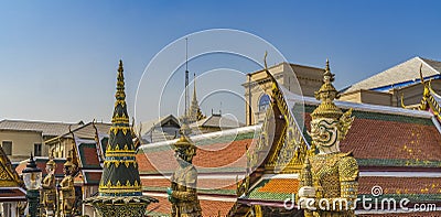Colorful Guardians Grand Palace Bangkok Thailand Stock Photo