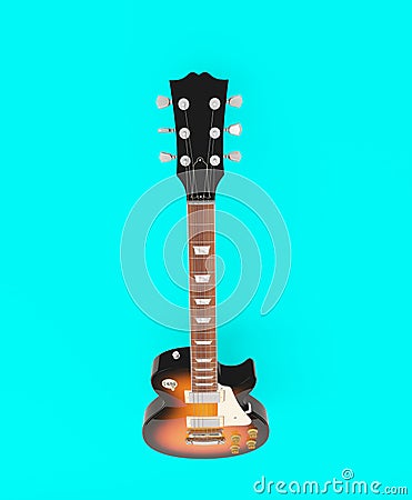 Colorful guitar viewed from above on abstract white background, , ideal for guitar addicts Stock Photo