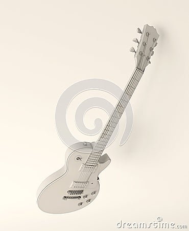 Colorful guitar viewed from above on abstract white background, , ideal for guitar addicts Stock Photo