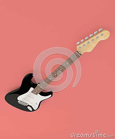 Colorful guitar viewed from above on abstract white background, , ideal for guitar addicts Stock Photo