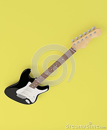 Colorful guitar viewed from above on abstract white background, , ideal for guitar addicts Stock Photo