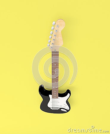 Colorful guitar viewed from above on abstract white background, , ideal for guitar addicts Stock Photo