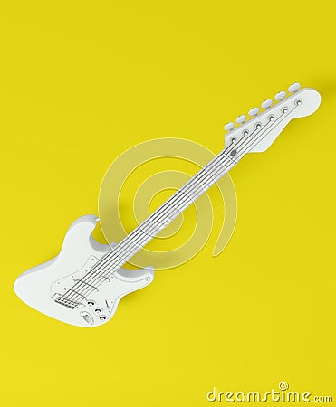 Colorful guitar viewed from above on abstract white background, , ideal for guitar addicts Stock Photo