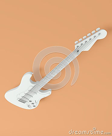 Colorful guitar viewed from above on abstract white background, , ideal for guitar addicts Stock Photo