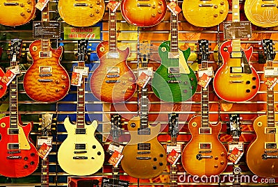 Colorful guitars for sale Editorial Stock Photo