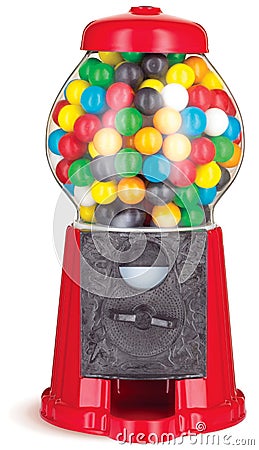 Colorful gumball chewing gum dispenser machine on Stock Photo