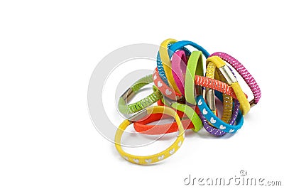Colorful hair bands isolated on white background.Copy space Stock Photo