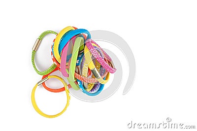 Colorful hair bands isolated on white background.Copy space Stock Photo