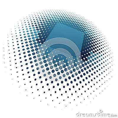 Colorful halftone vector pattern, texture in 3d perspective. Circles, dots, screentone illustration. Freckle, stipple-stippling, Vector Illustration