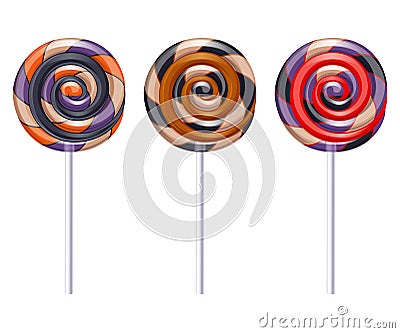 Colorful halloween party spiral candies set Vector Illustration