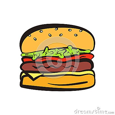 Colorful hamburger symbol with black outline Stock Photo