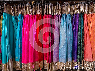 The colorful Hanbok, Korean traditional silk dress & ornaments for women.Rent for tourist. Stock Photo