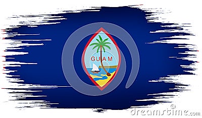 colorful hand-drawn brush strokes painted flag of Guam state, USA. template for banner, card, advertising , ads, TV commercial, Stock Photo