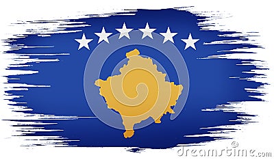 colorful hand-drawn brush strokes painted national country flag of Kosovo. template for banner, card, advertising , ads, TV Stock Photo