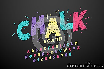 Colorful hand drawn chalk font Vector Illustration