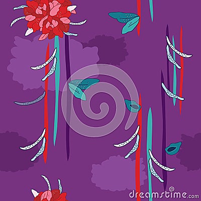 Colorful Hand drawn floral seamless background pattern for your design Cartoon Illustration