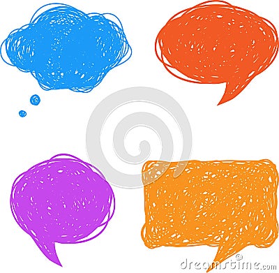 Colorful hand drawn speech and thought bubbles Vector Illustration