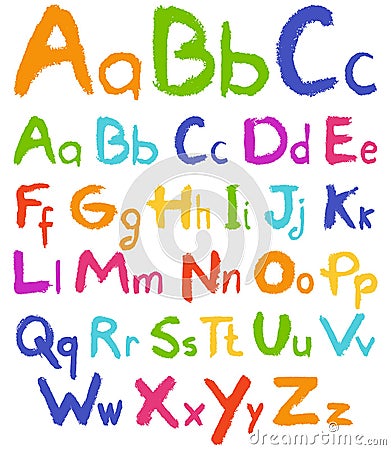 Colorful hand drawn vector alphabet Vector Illustration