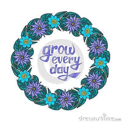 Floral wreath with text Vector Illustration