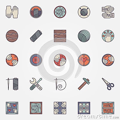 Colorful hand made icons Vector Illustration