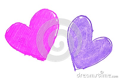 Colorful hand painted heart shapes draw Stock Photo