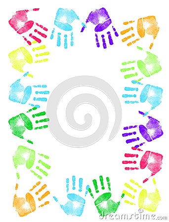 Colorful hand print frame Stock Photo