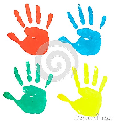 Colorful hand prints Stock Photo