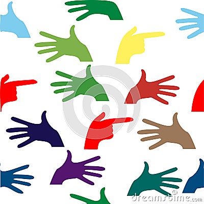 Colorful hand silhouettes on white background Vector Illustration