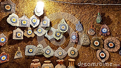 Colorful handmade souvenirs at the touristic shop in Cappadocia, Turkey Stock Photo