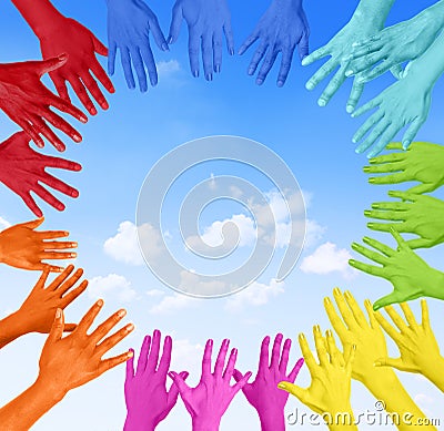 Colorful Hands In a Circle Stock Photo