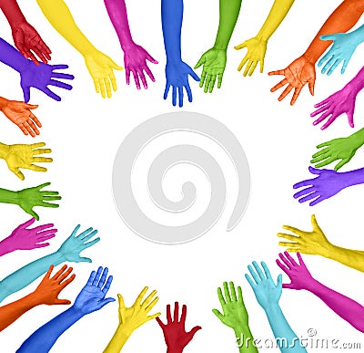 Colorful Hands Forming Heart Shape Stock Photo