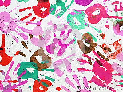 Colorful hands prints Stock Photo