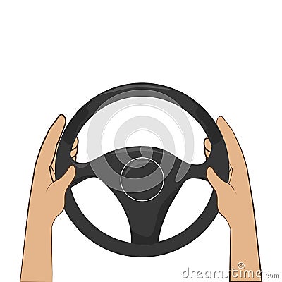 Colorful hands with steering wheel Vector Illustration