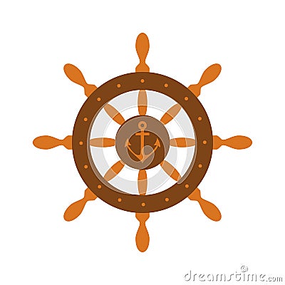 Colorful handwheel icon with anchor. Vector Illustration