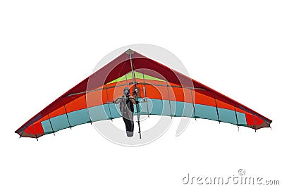 Colorful hang glider wing isolated on white Stock Photo