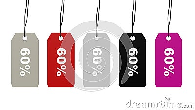 Colorful hanging sales tags Stock Photo