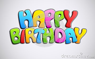 Colorful Happy Birthday Text Vector Illustration