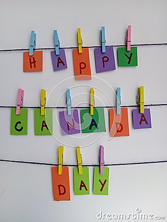 Colorful Happy Canada day banner on a white background Stock Photo