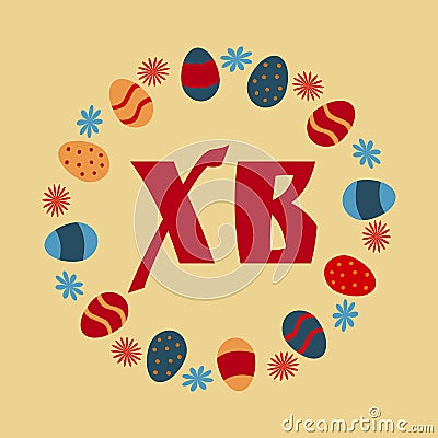 Colorful Happy Easter greeting card Vector Illustration