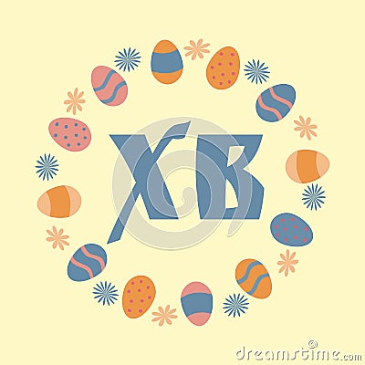 Colorful Happy Easter greeting card Vector Illustration