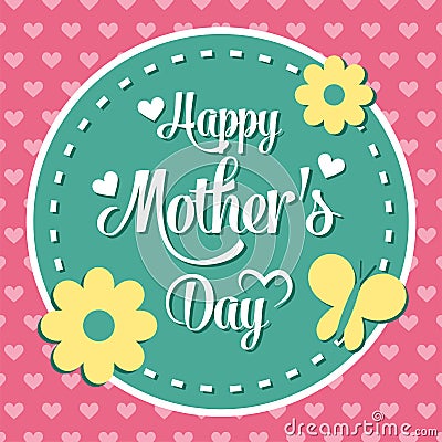 Colorful Happy Mother s Day Emblem. Vector Design Elements For Greeting Card and Other Print Templates. Typography composition. Stock Photo